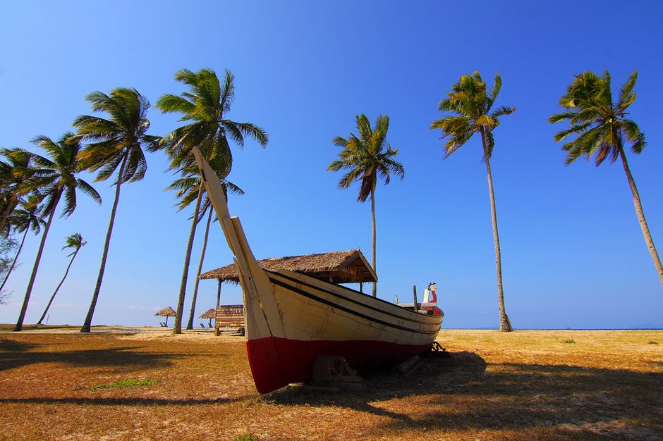 海滩-椰子-小屋高清照片