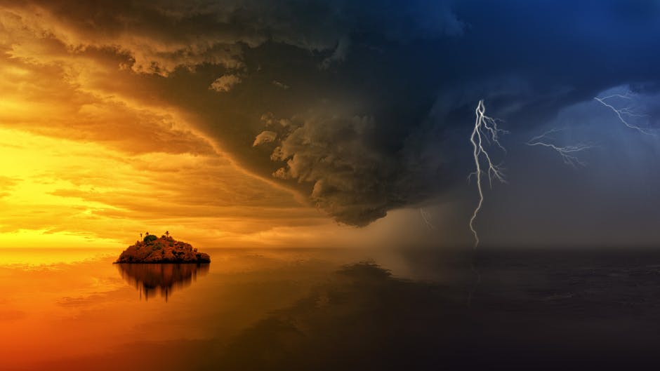 黄金时段的海岛和即将来临的风暴