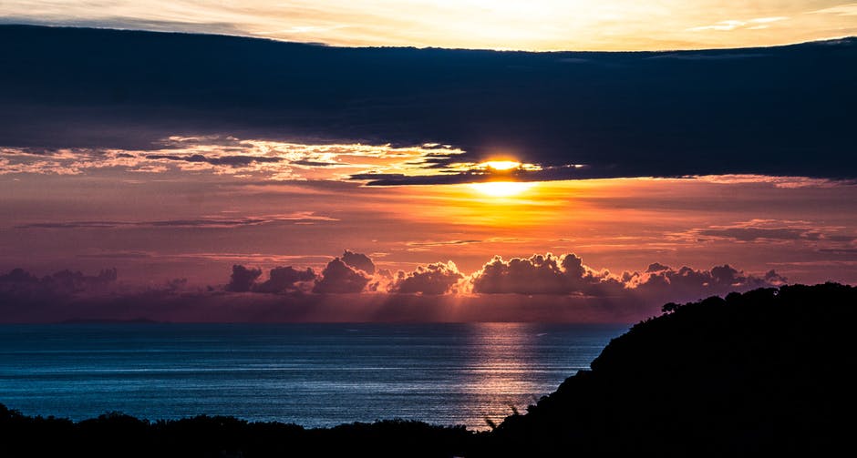 神奇的日落-沙滩-云朵高清照片