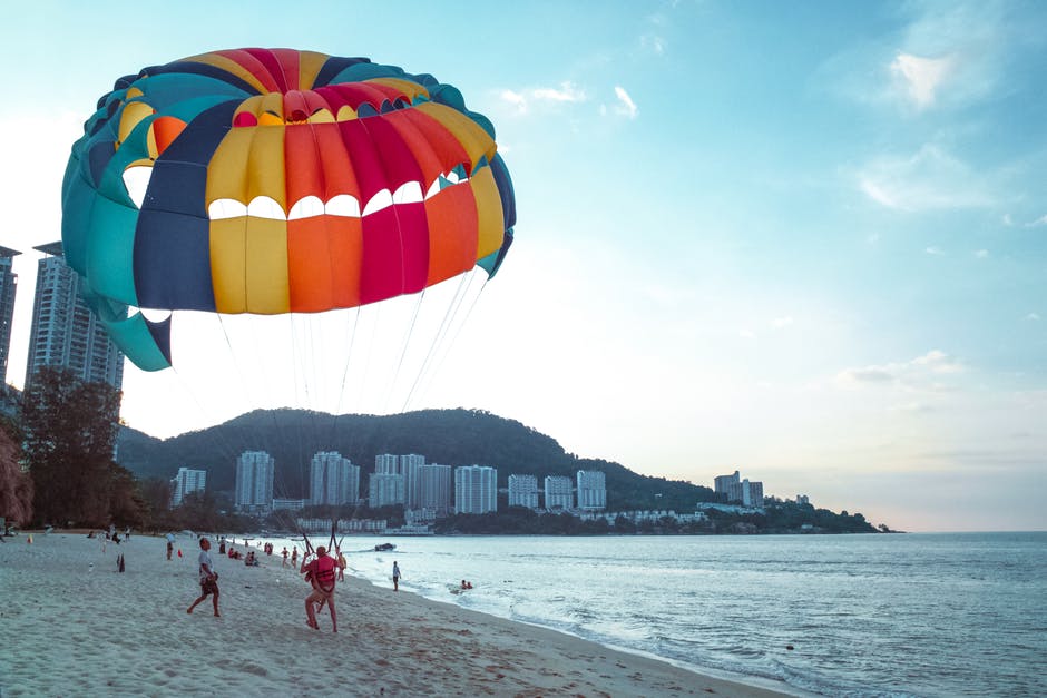 海滩-海岸-降落伞高清照片