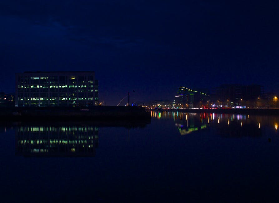 都柏林高清股票照片-夜景-倒影